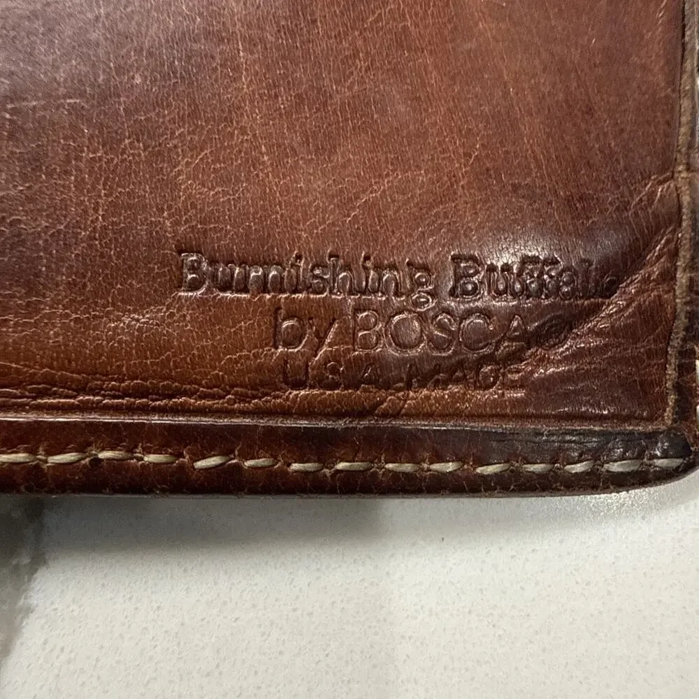 Vintage BOSCA Water Buffalo Bi-Fold Leather Wallet 4.5” X 4.5”